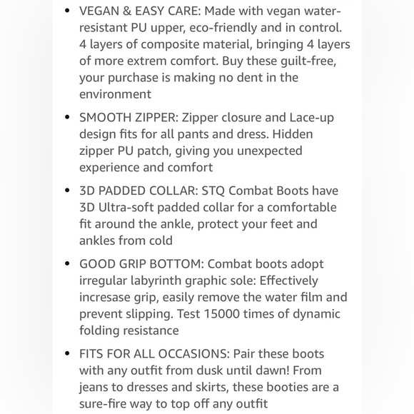 STQ ECO Friendly Black Round Toe Ankle Motorcycle Boots Womens size 11 - Picture 7 of 14